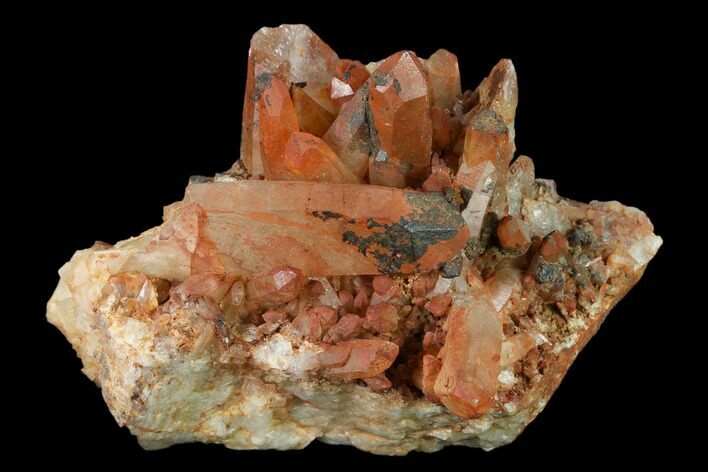Natural, Red Quartz Crystal Cluster - Morocco #137465